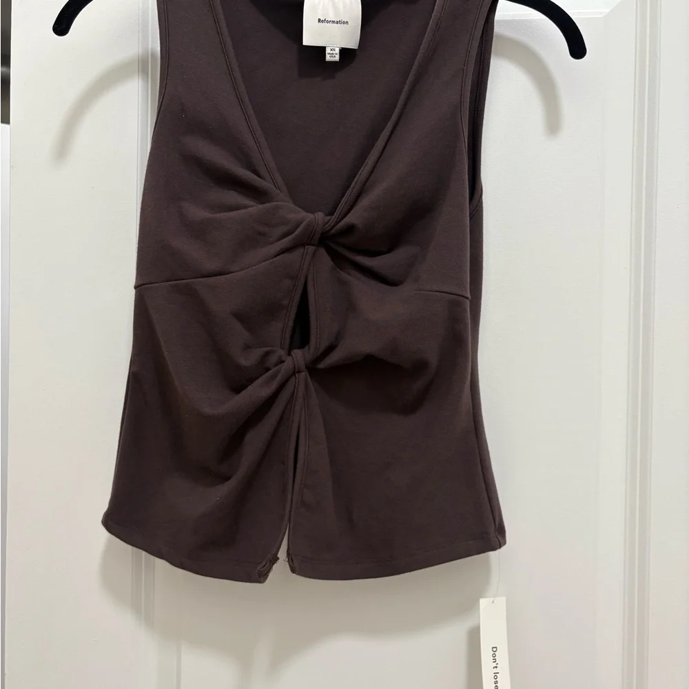 Reformation Brown Twist-Front Top - Picture 4 of 4